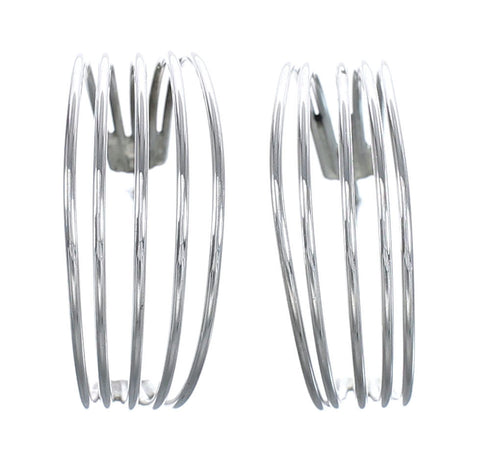 Native American Navajo Authentic Sterling Silver Post Hoop Earrings JX123225